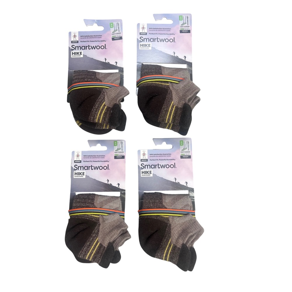 4 pair Unisex Smartwool Merino Wool Hike Low Ankle Light cushion Medium Socks